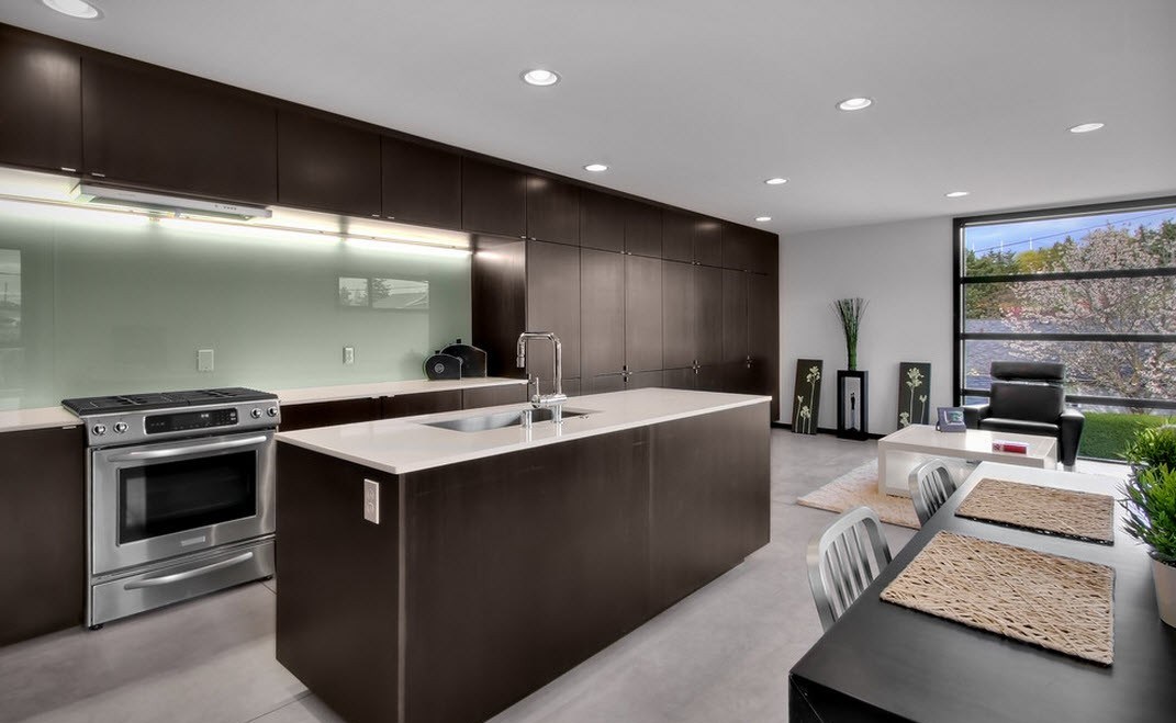 Интерьеры комнат в цветах венге