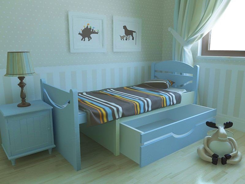 На фото: раздвижная кровать с ящиками для хранения