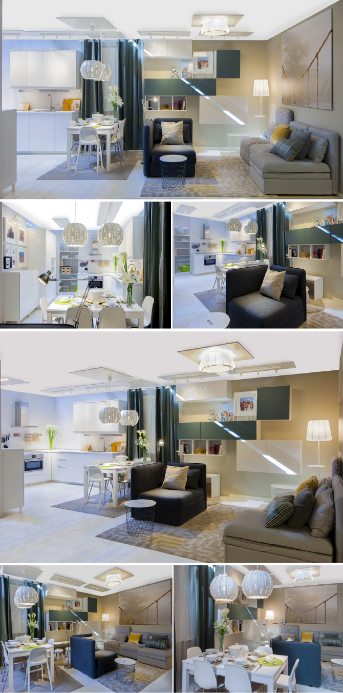 Современный интерьер гостиной комнаты ИКЕА