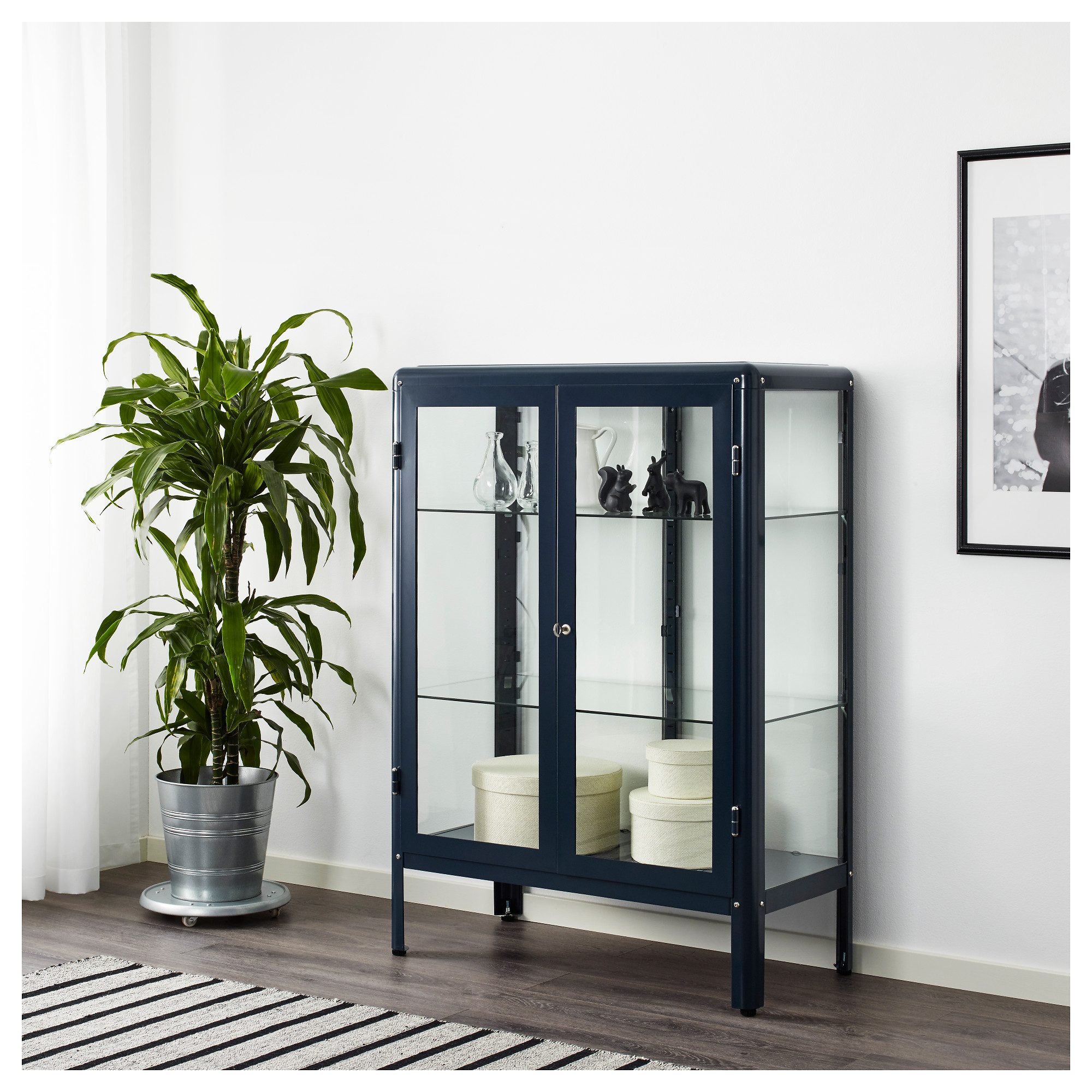 ШКАФ-ВИТРИНА ФАБРИКОР, СИНИЙ (81×113 СМ)