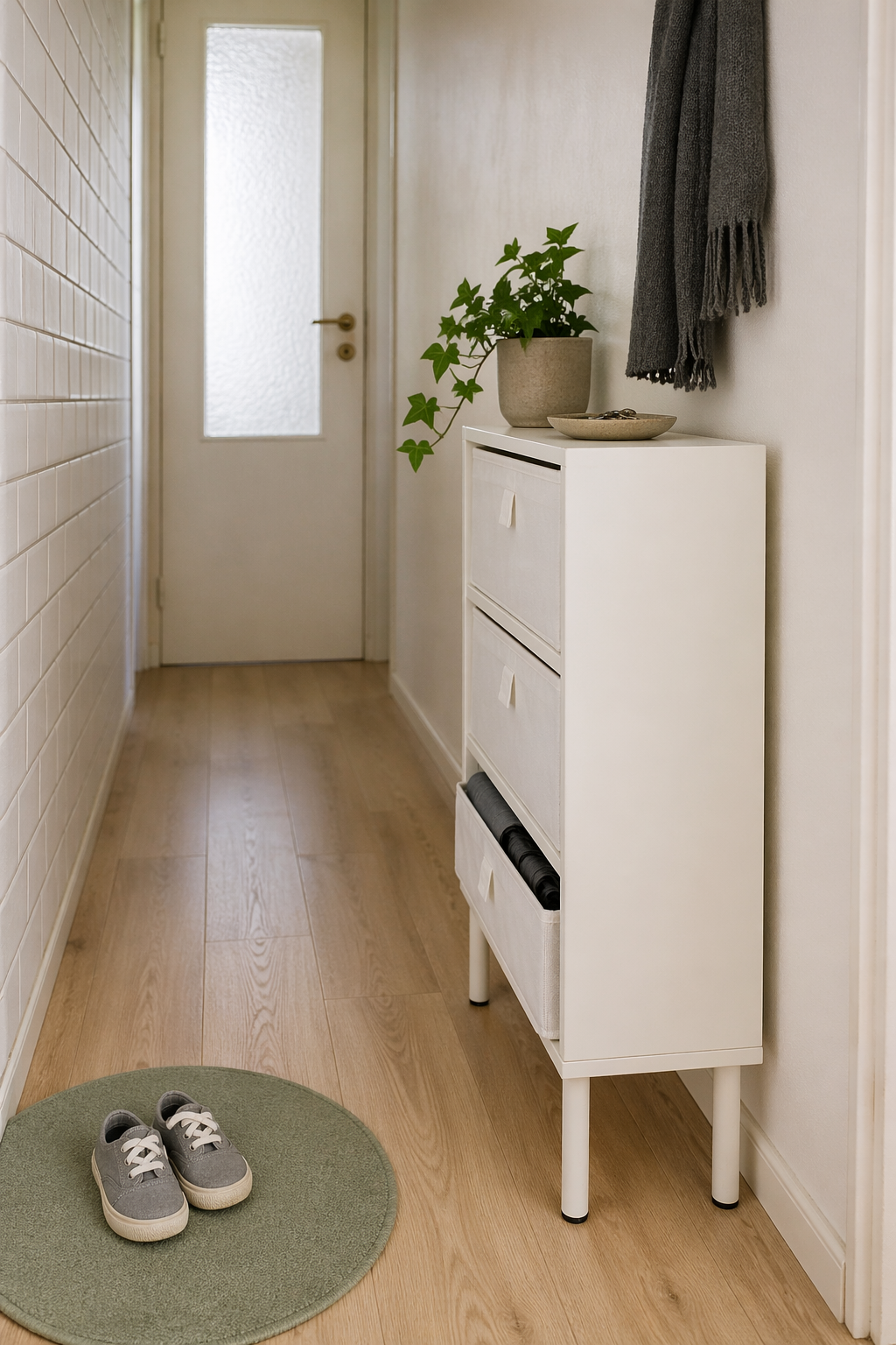 Консоль из KALLAX 1×3 в прихожей