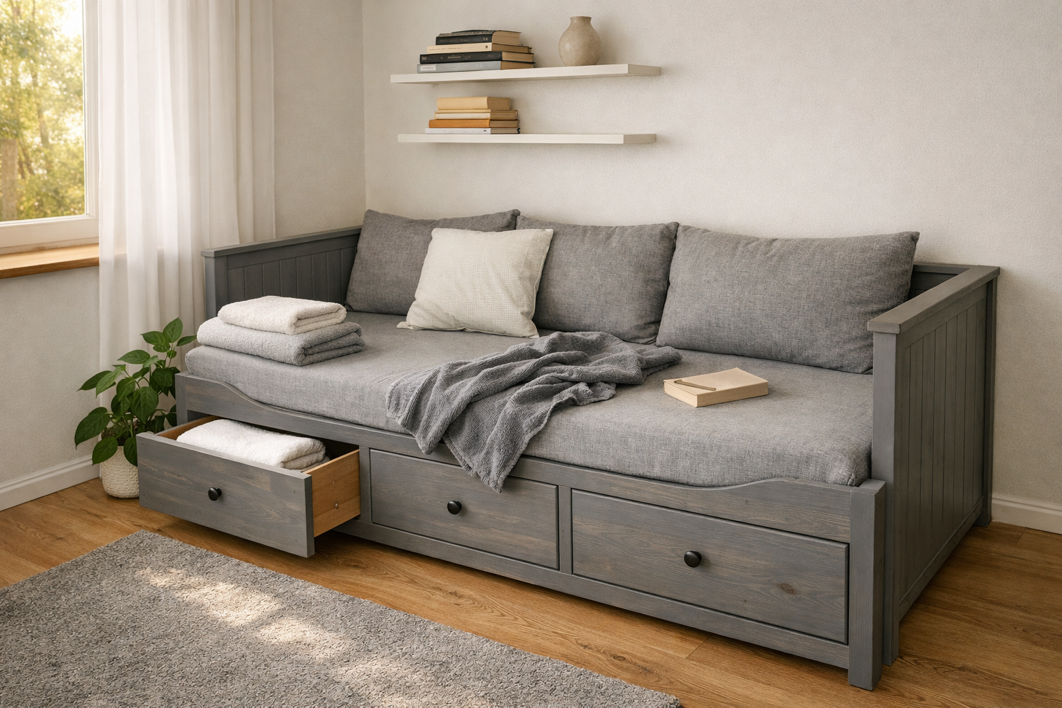 Кушетка IKEA HEMNES в интерьере гостиной
