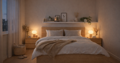 Спальня в скандинавском стиле с кроватью 160×200 из белёного дуба