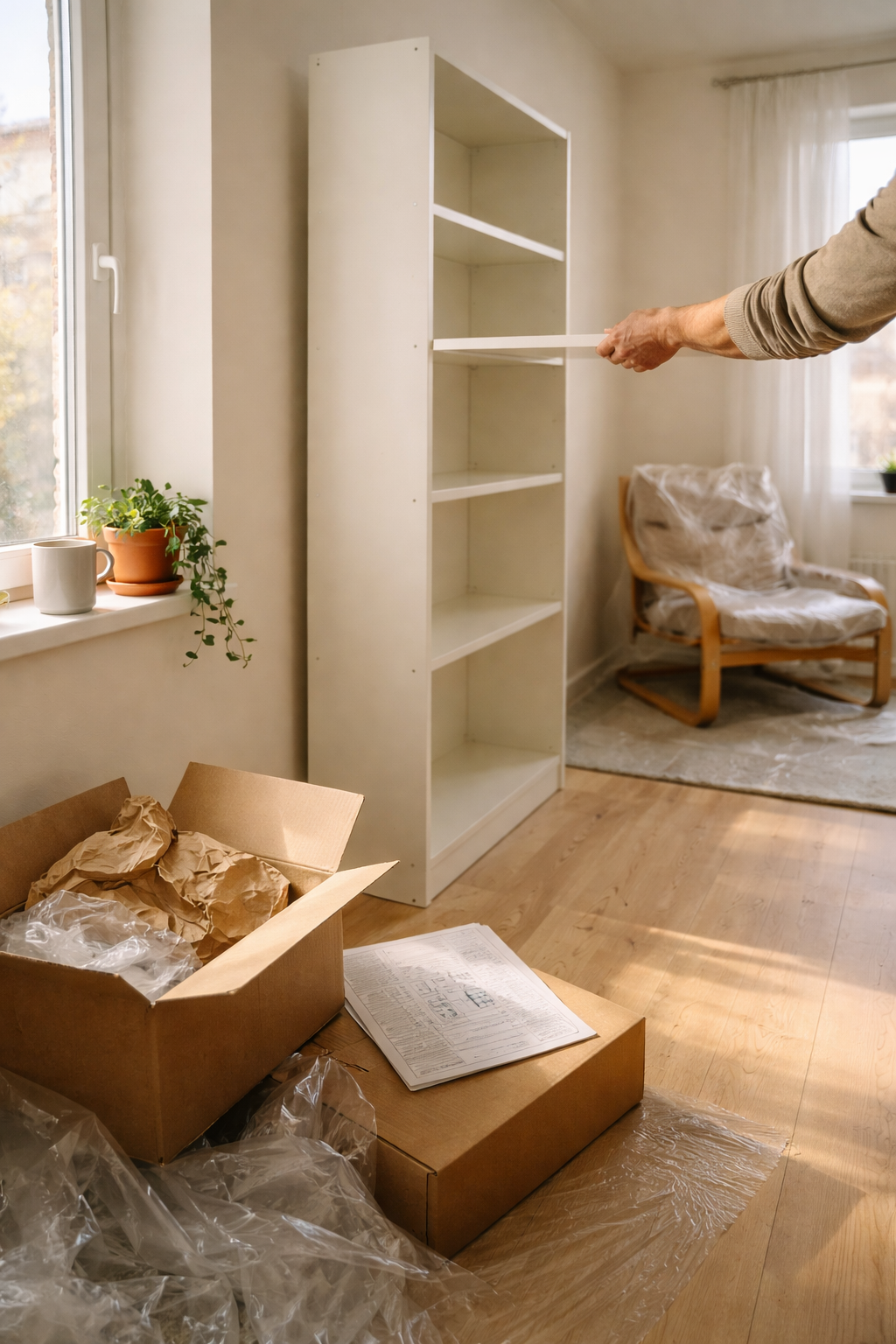 Процесс сборки модульного стеллажа IKEA KALLAX из коробки — символ возможного возвращения бренда в 2026 году