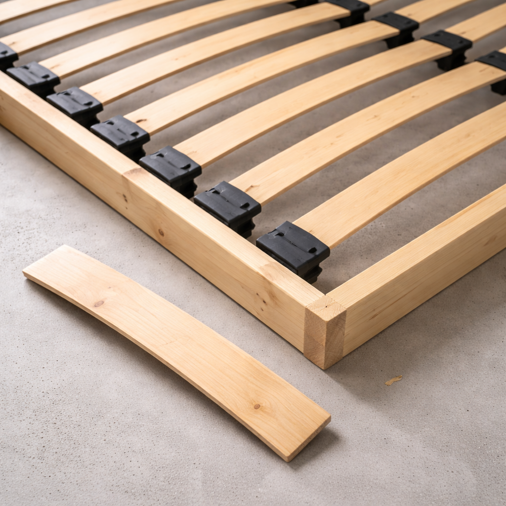 Ортопедические ламели Lonset на основании кровати 160×200 — вид сверху крупным планом