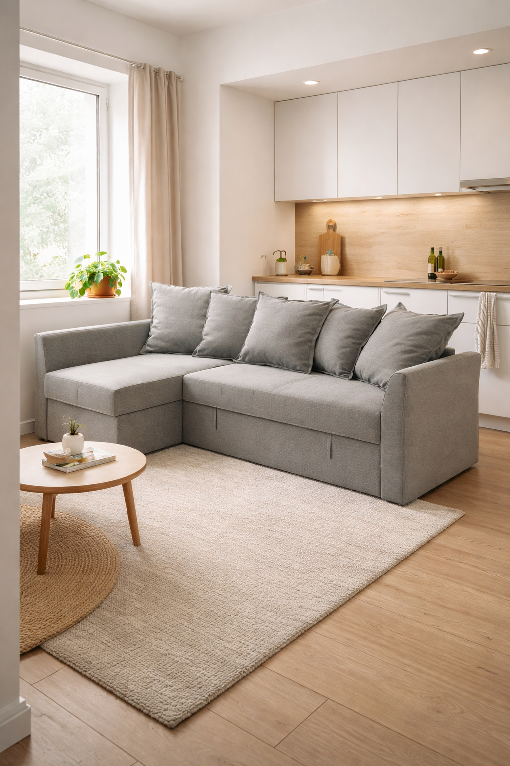 Угловой диван в студии — планировка маленькой квартиры