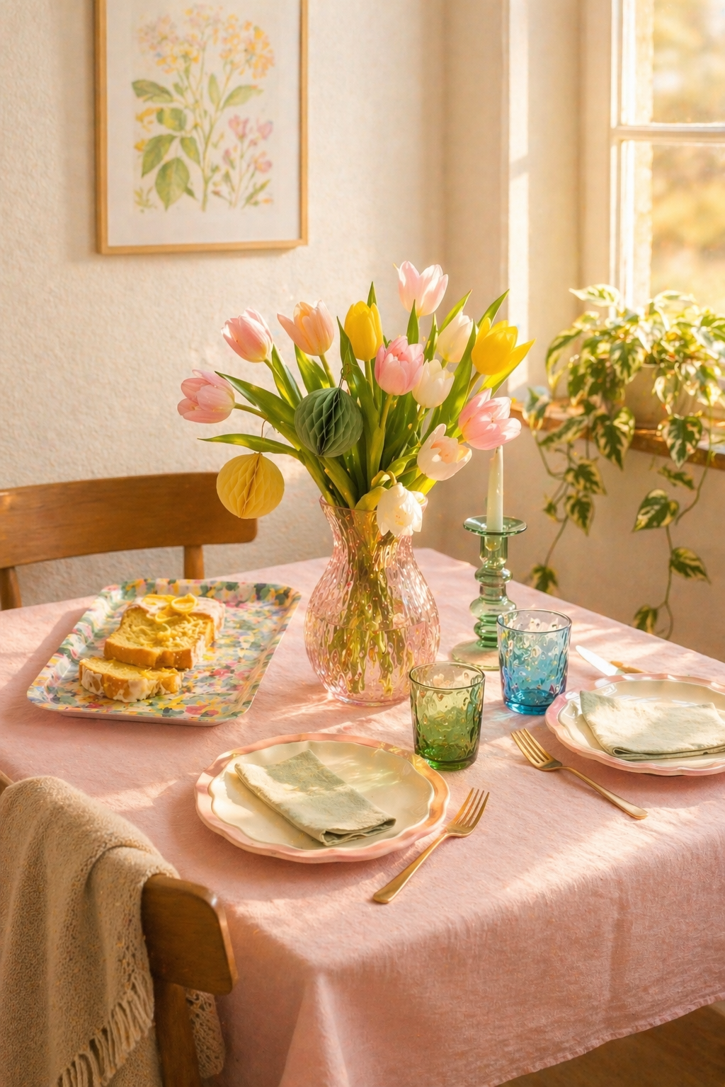 Полная весенняя сервировка из трёх коллекций IKEA — TJÄRLEK, TOFSAND и BERÄKNA на праздничном столе