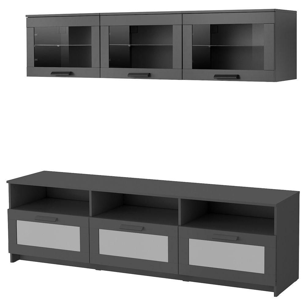 Шкаф для ТВ, комбинация, черный 180x41x190 см IKEA BRIMNES БРИМНЭС 293.968.35 - фото 1
