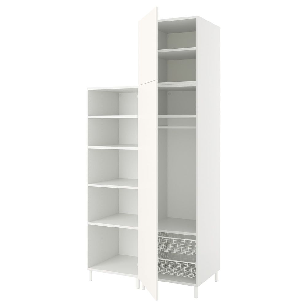 Гардероб 2-дверный, белый/Фоннес белый 120x57x251 см IKEA OPPHUS ОПХУС 494.243.47 - фото 1