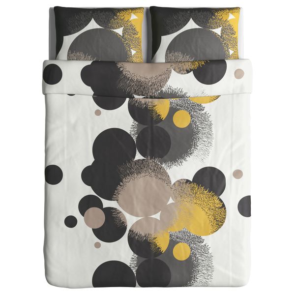 Пододеяльник и 2 наволочки БОЛЛТИСТЕЛЬ, серый, желтый - схема-чертеж с размерами