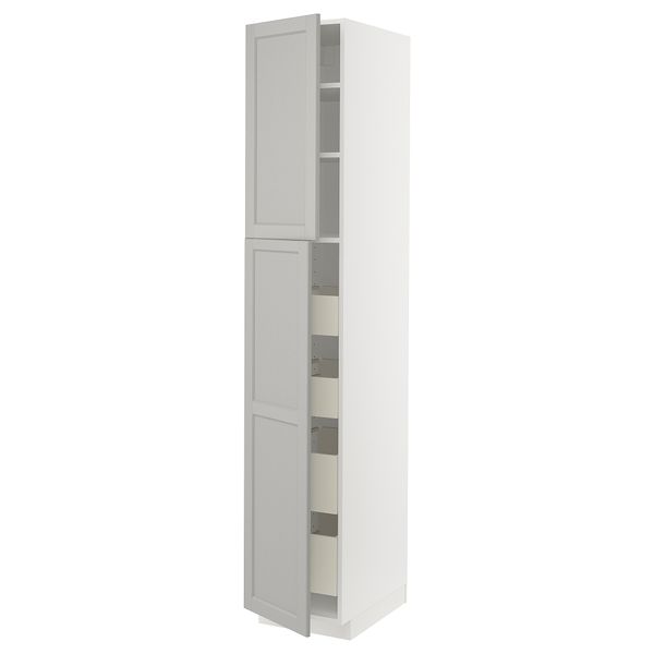 Высокий шкаф, 2 дверцы, 4 ящика, 40x60x220 cm IKEA METOD МЕТОД, MAXIMERA МАКСИМЕРА 594.624.14 - фото 1