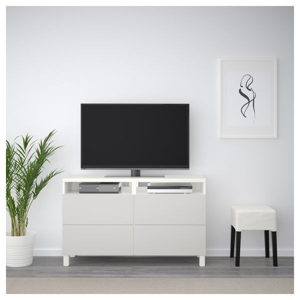 Тумба для ТВ с ящиками БЕСТО, белый, Лаппвикен светло-серый (120x40x74 см) - фото 2