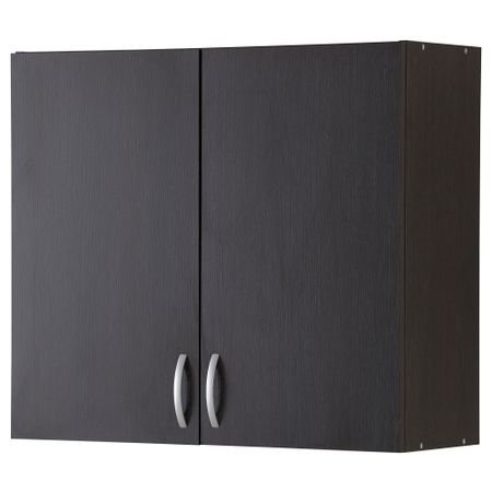 Навесной шкаф с дверями АЛЬБРУ, черно-коричневый (80x70 см)