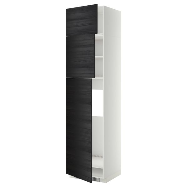 Высокий шкаф для холодильника/3дверцы, белый, Тингсрид черный 60x60x240 см IKEA МЕТОД 092.331.23 - схема-чертеж с размерами