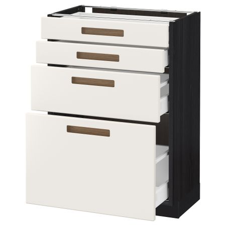 Напольный шкаф 4 фронтальных панели, 4 ящика МЕТОД / МАКСИМЕРА, черный, Мэрста белый