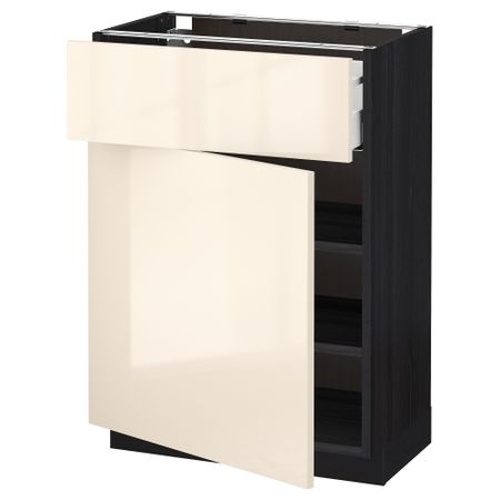 Напольный шкаф с ящиком, дверью МЕТОД / МАКСИМЕРА, черный, Рингульт кремовый