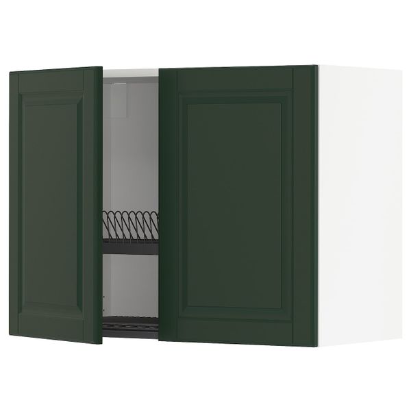 Навесной шкаф с посудной сушилкой, 2 дверец, белый/Будбин темно-зеленый 80x60 см IKEA METOD МЕТОД 293.123.41 - фото 1