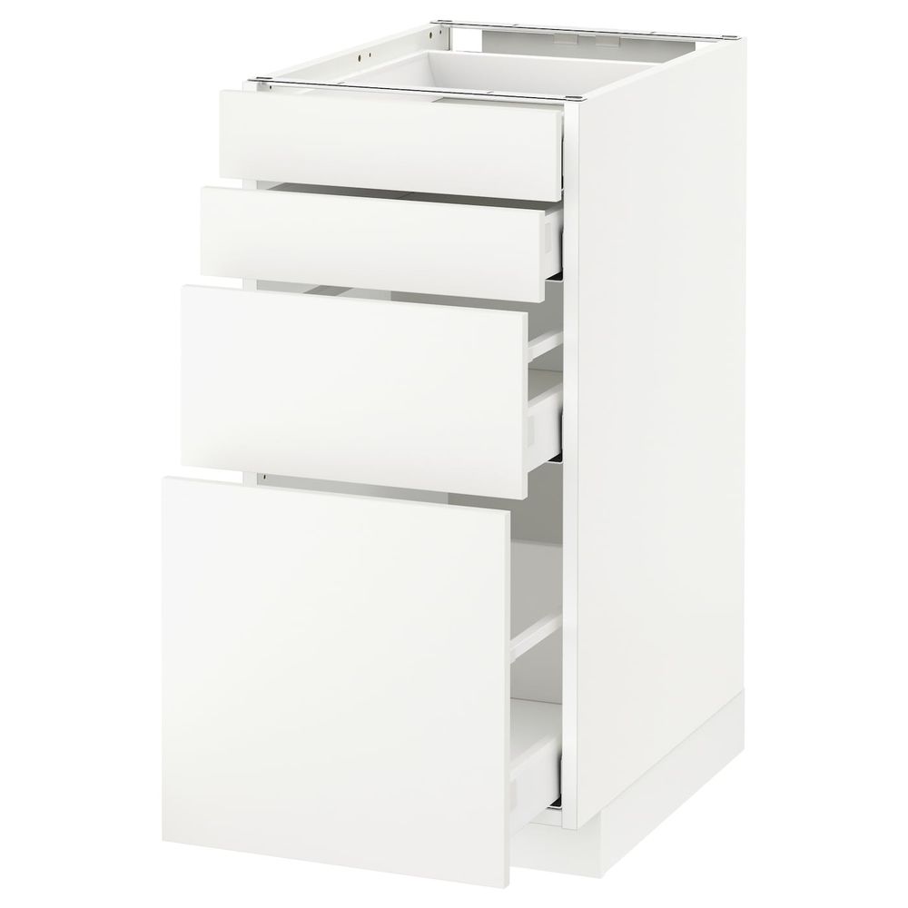 Напольный шкаф 4 фронтальных панели, 4 ящика, белый/Хэггеби белый 40x60 см IKEA METOD МЕТОД / MAXIMERA МАКСИМЕРА 592.314.47 - схема-чертеж с размерами