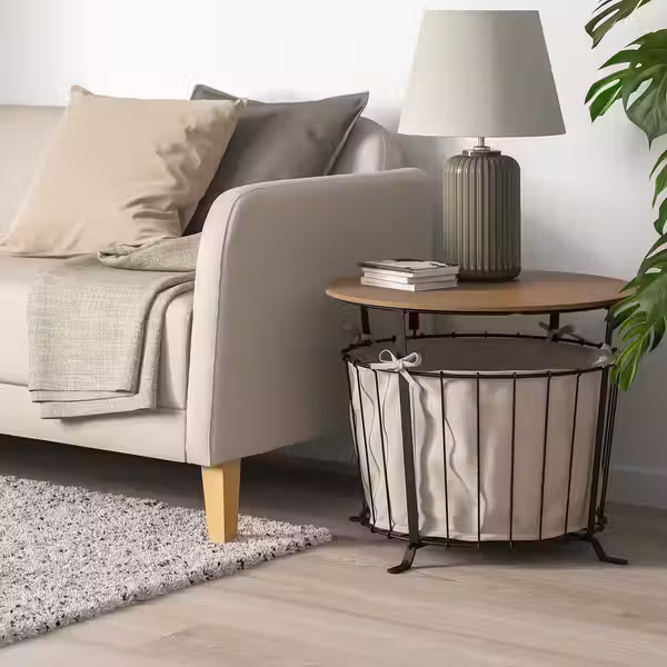 ÄNGESBYN Столик с отделениями д/хранения - чёрный/сосна светло-коричневая морилка 60 см - фото 5