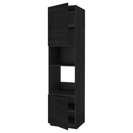 Высокий шкаф для духовки/СВЧ, 2 дверцы/полки, черный, Тингсрид черный 60x60x240 см IKEA МЕТОД 492.334.04