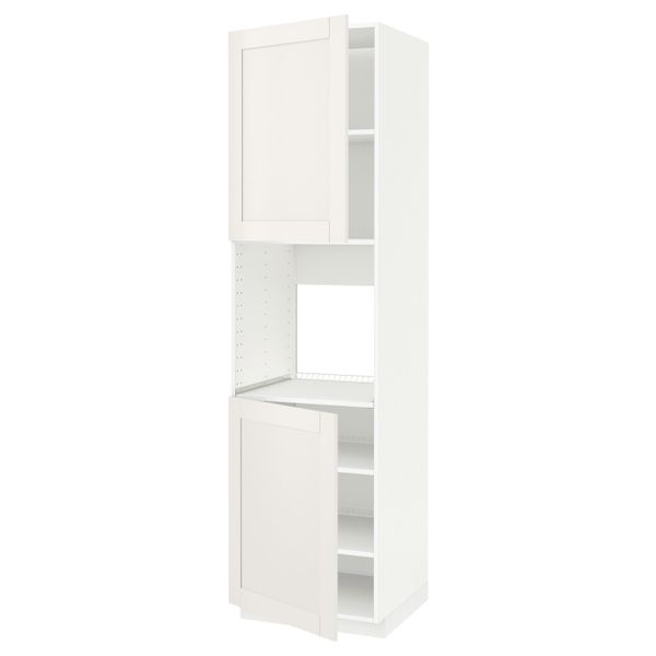 Высокий шкаф для духовки/2дверцы/полки, белый/Сэведаль белый 60x60x220 см IKEA METOD МЕТОД 792.231.73 - схема-чертеж с размерами