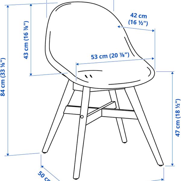 Стул для/дома/сада, голубой/белый IKEA FANBYN ФАНБЮН 293.169.28 - схема-чертеж с размерами