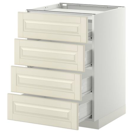 Напольный шкаф, 4 фронтальных панели, 4 ящика МЕТОД / ФОРВАРА, белый, Будбин белый с оттенком