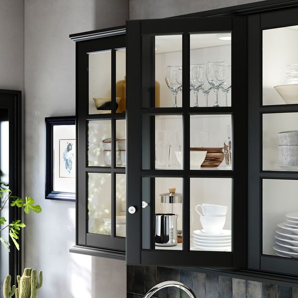 BODBYN Стеклянная дверь - чёрный 30x80 см - схема-чертеж с размерами