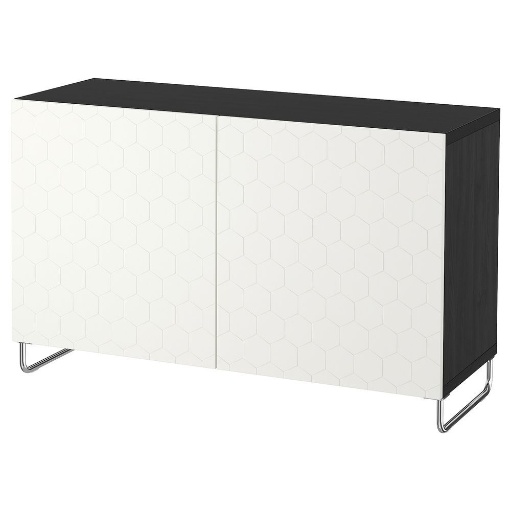 Комбинация для хранения с дверцами, черно-коричневый/вассвикен/суларп белый 120x40x74 см IKEA БЕСТО 192.669.43 - фото 1