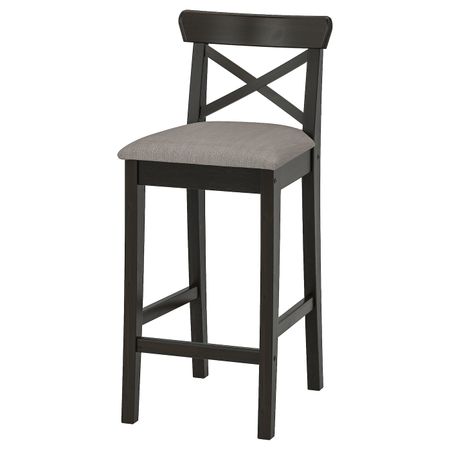 Стул барный, коричнево-чёрный/Нольхага серо-бежевый 65 см IKEA INGOLF ИНГОЛЬФ 604.787.63