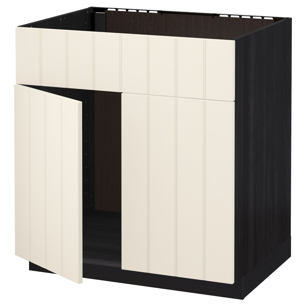 Напольный шкаф под мойку 2 дверцы/фронтальных панели МЕТОД, черный, Хитарп белый с оттенком (80x60 см) - схема-чертеж с размерами