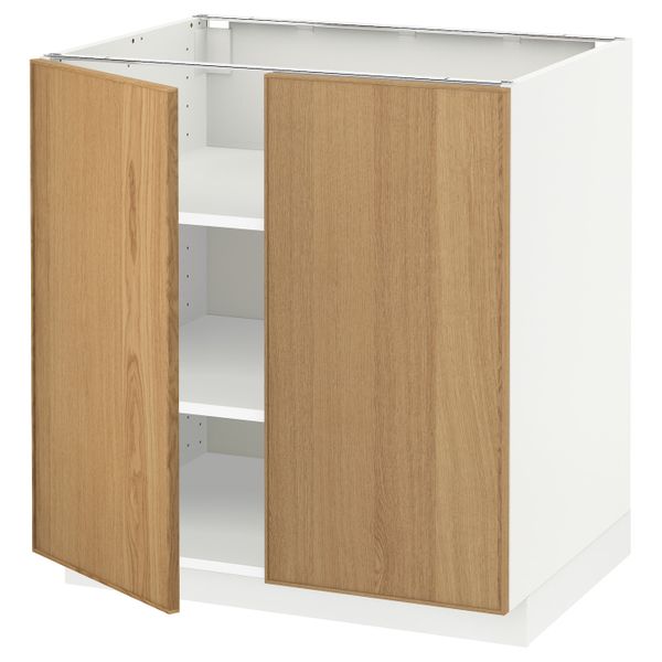 Напольный шкаф с полками/2двери, белый/Экестад дуб 80x60 см IKEA METOD МЕТОД 092.256.27 - схема-чертеж с размерами