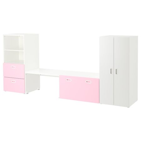 Комбинация для хранения, белый/светло-розовый 300x50x128 см IKEA СТУВА / ФРИТИДС 892.672.51