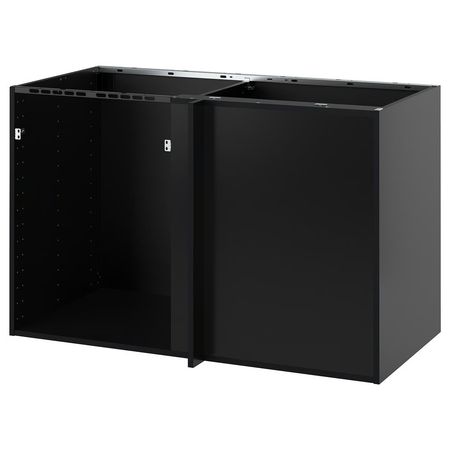 METOD Напольный шкаф угловой - черно-серый 128x60x80 см