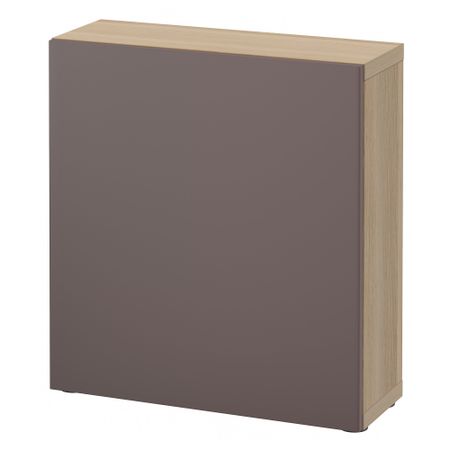 Стеллаж с дверью БЕСТО, под беленый дуб, Вальвикен темно-коричневый (60x20x64 см)