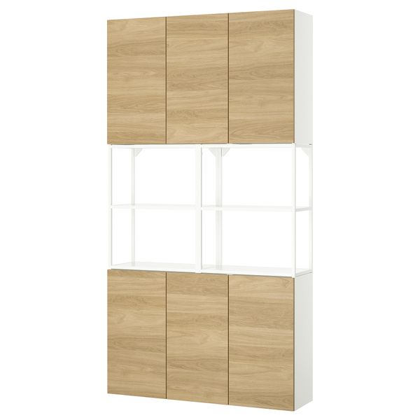 Комбинация для хранения, белый, под дуб, 120x32x225 см IKEA BEGIVENHET БЕГИВЕНХЕТ 495.481.40 - фото 2