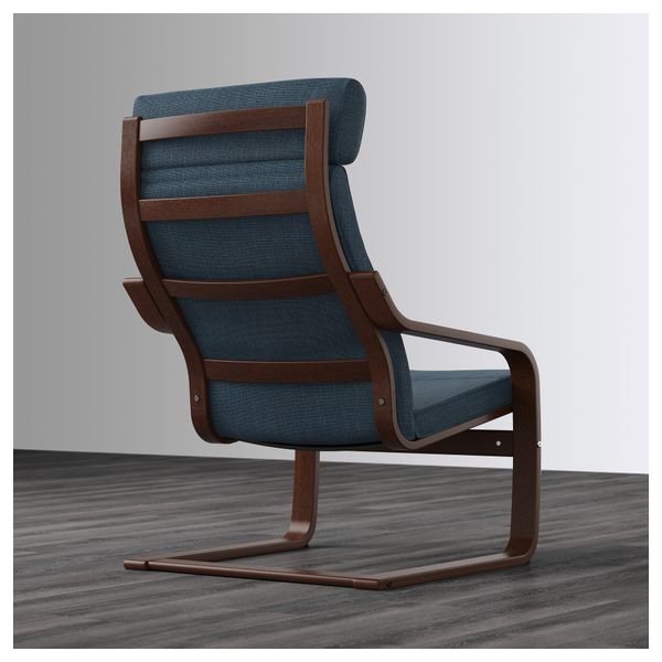 Кресло ПОЭНГ, коричневый, Хилларед темно-синий - схема-чертеж с размерами