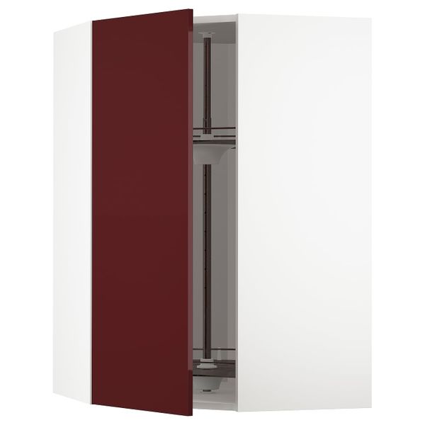 Угловой навесного шкаф с вращающейся секц, белый Калларп/глянцевый темный красно-коричневый 68x100 см IKEA METOD МЕТОД - фото 1