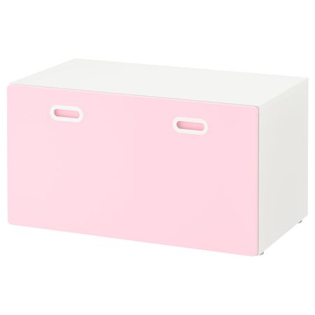 Скамья с отделением для игрушек, белый/светло-розовый 90x50x50 см IKEA STUVA СТУВА / FRITIDS ФРИТИДС 092.622.00