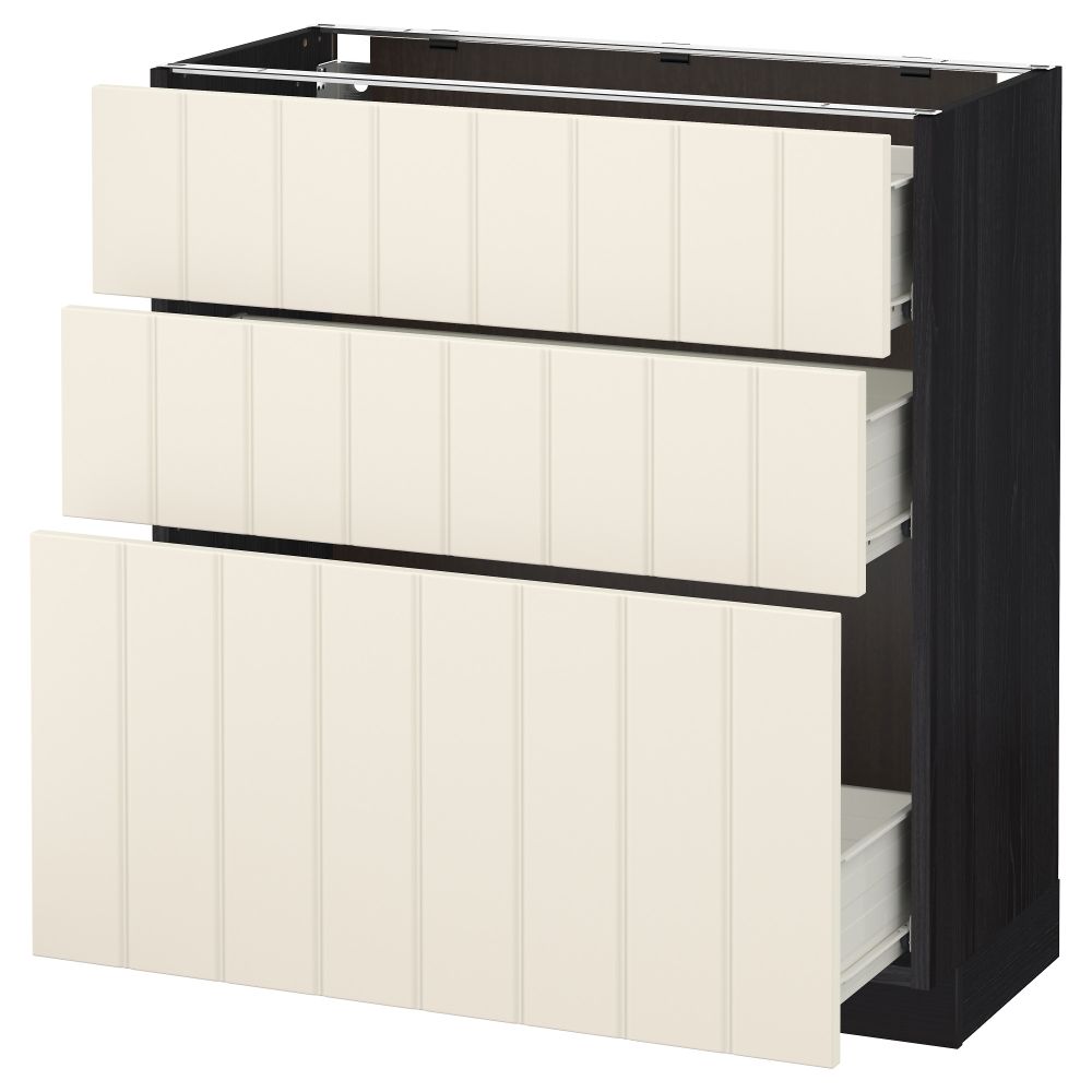 Напольный шкаф с 3 ящиками МЕТОД / ФОРВАРА, черный, Хитарп белый с оттенком - схема-чертеж с размерами