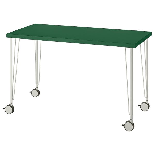Стол, зеленый, белый 120x60 см IKEA LINNMON ЛИННМОН / KRILLE КРИЛЛЕ 893.355.18 - фото 1