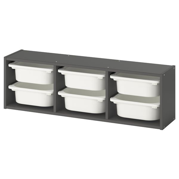 Настенный модуль для хранения, серый-белый, 99x21x30 см IKEA TROFAST ТРУФАСТ 795.754.91 - фото 1