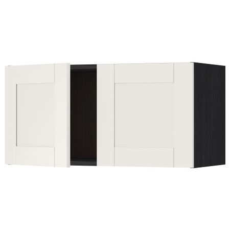 Навесной шкаф с 2 дверями МЕТОД, черный, Сэведаль белый (80x40 см)