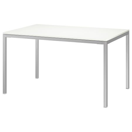 Стол, хромированный, глянцевый белый, 135x85 см IKEA TORSBY ТОРСБИ 399.318.45