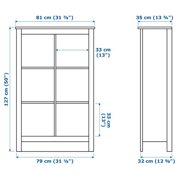 Стеллаж ТОМНЭС, белый (81x127 см) - схема-чертеж с размерами