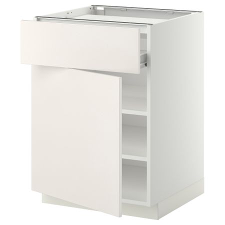 Напольный шкаф для варочной панели, ящик, полка, дверцы МЕТОД / ФОРВАРА, белый, Веддинге белый (60x60 см)