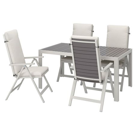 Стол + 4 кресла, для/сада, темно-серый/ФРЁСЁН/ДУВХОЛЬМЕН бежевый 156x90 см IKEA SJÄLLAND ШЭЛЛАНД 692.671.10