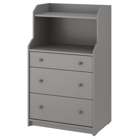 Комод с 3 ящиками/полкой, серый 70x116 см IKEA HAUGA ХАУГА 504.569.07