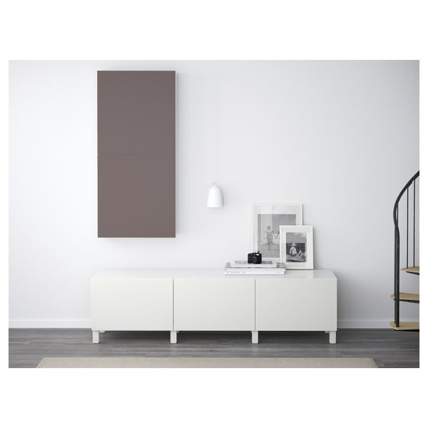 Навесной шкаф с 2 дверями БЕСТО, белый, Вальвикен темно-синий (60x20x128 см) - фото 2