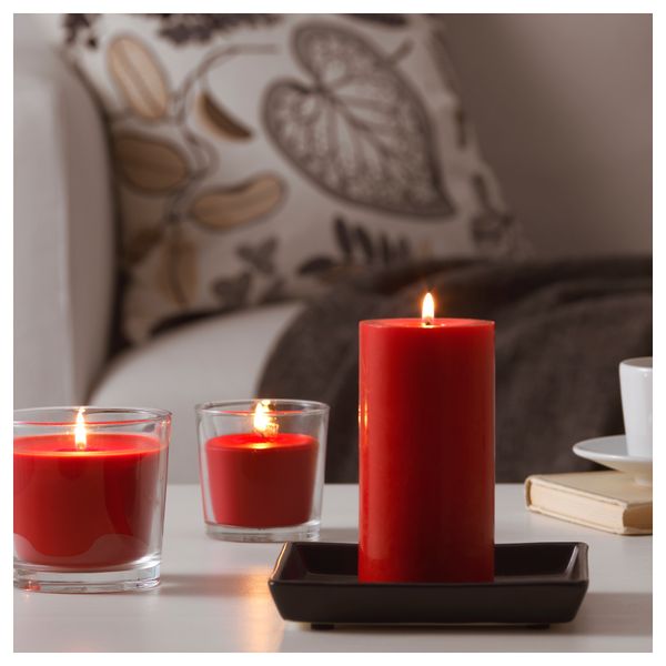 Формовая свеча, ароматическая СИНЛИГ, Сладкие ягоды, красный (14 см) - схема-чертеж с размерами